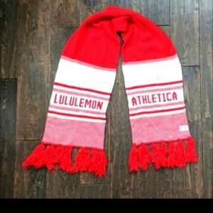 Lululemon Red White Fringe Cheer Me Knit Scarf
